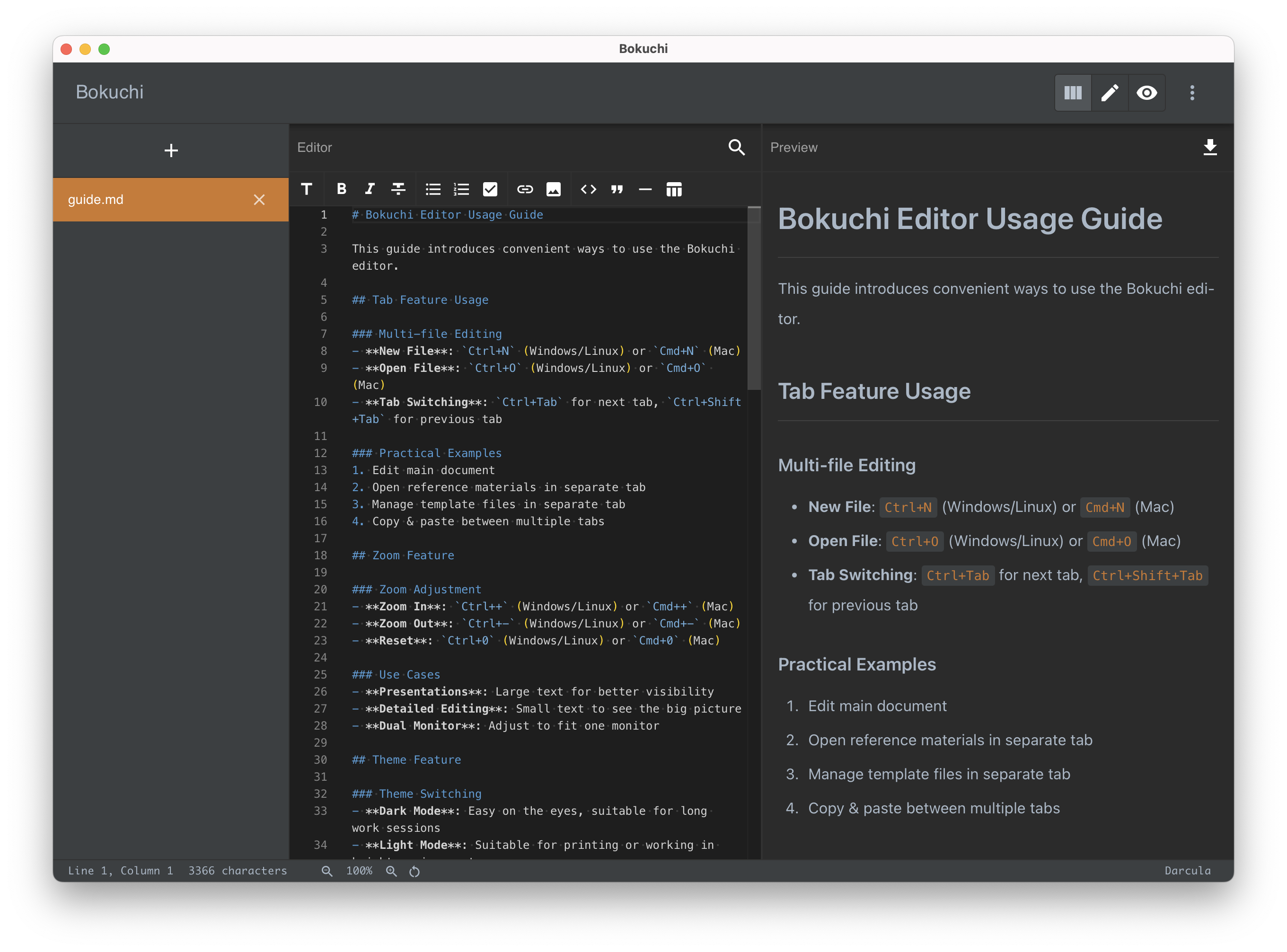 Bokuchi - Free Lightweight Markdown Editor for macOS, Windows & Linux